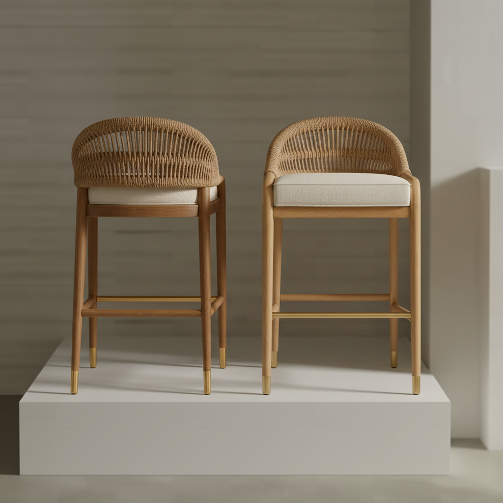 Fara Rope-Backed Upholstered Bar & Counter Stool