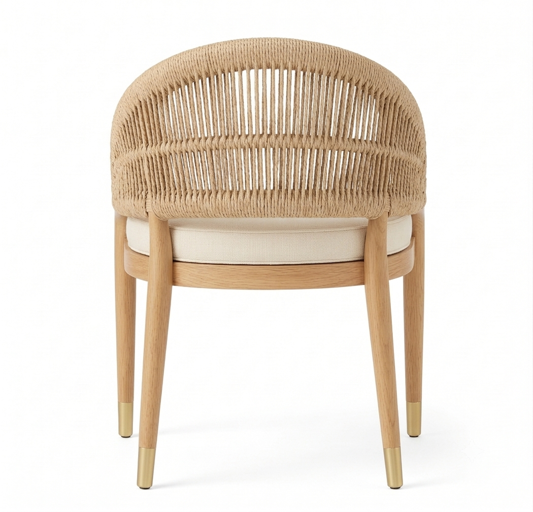 Fara Wooden Rope-Backed & Upholstered Dining Chair