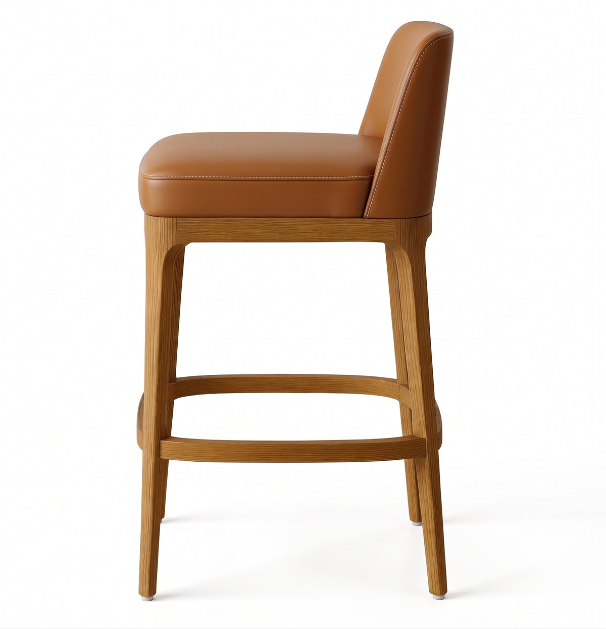 Levate Bar Stool Oak & Cognac Leather
