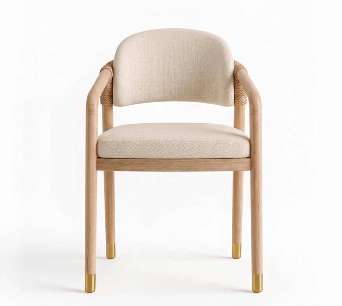 Paros Wooden Rope-Backed & Upholstered Dining Chair
