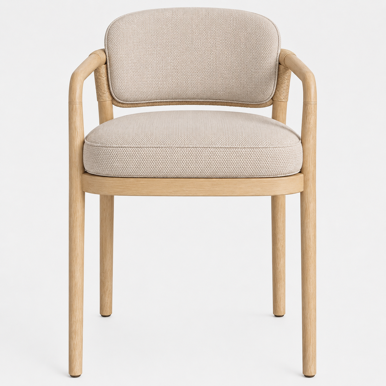 Paros Wooden Rope-Backed & Upholstered Dining Chair