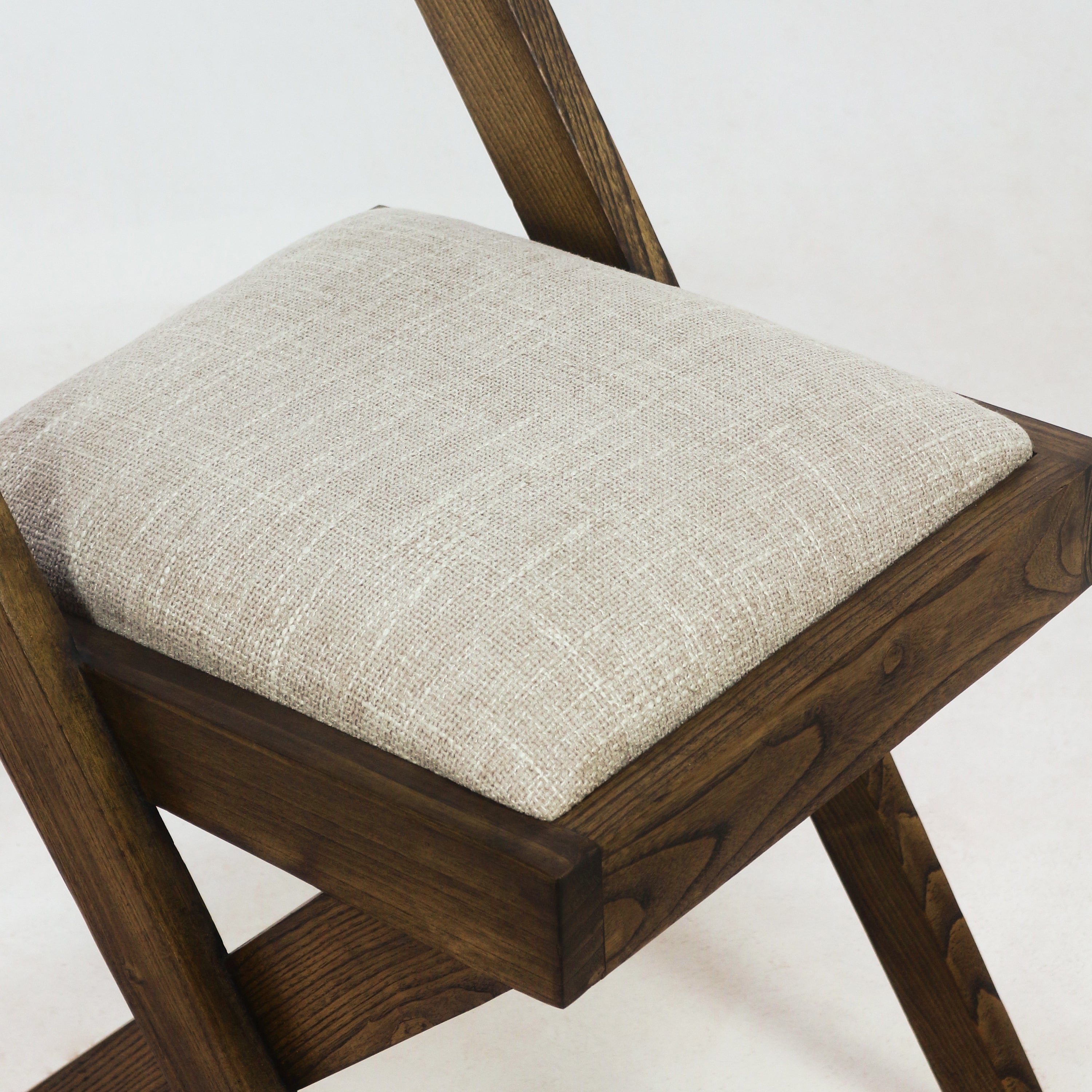 Solid Oak Jeanneret Inspired Side Chair with Cushion - NUEMA