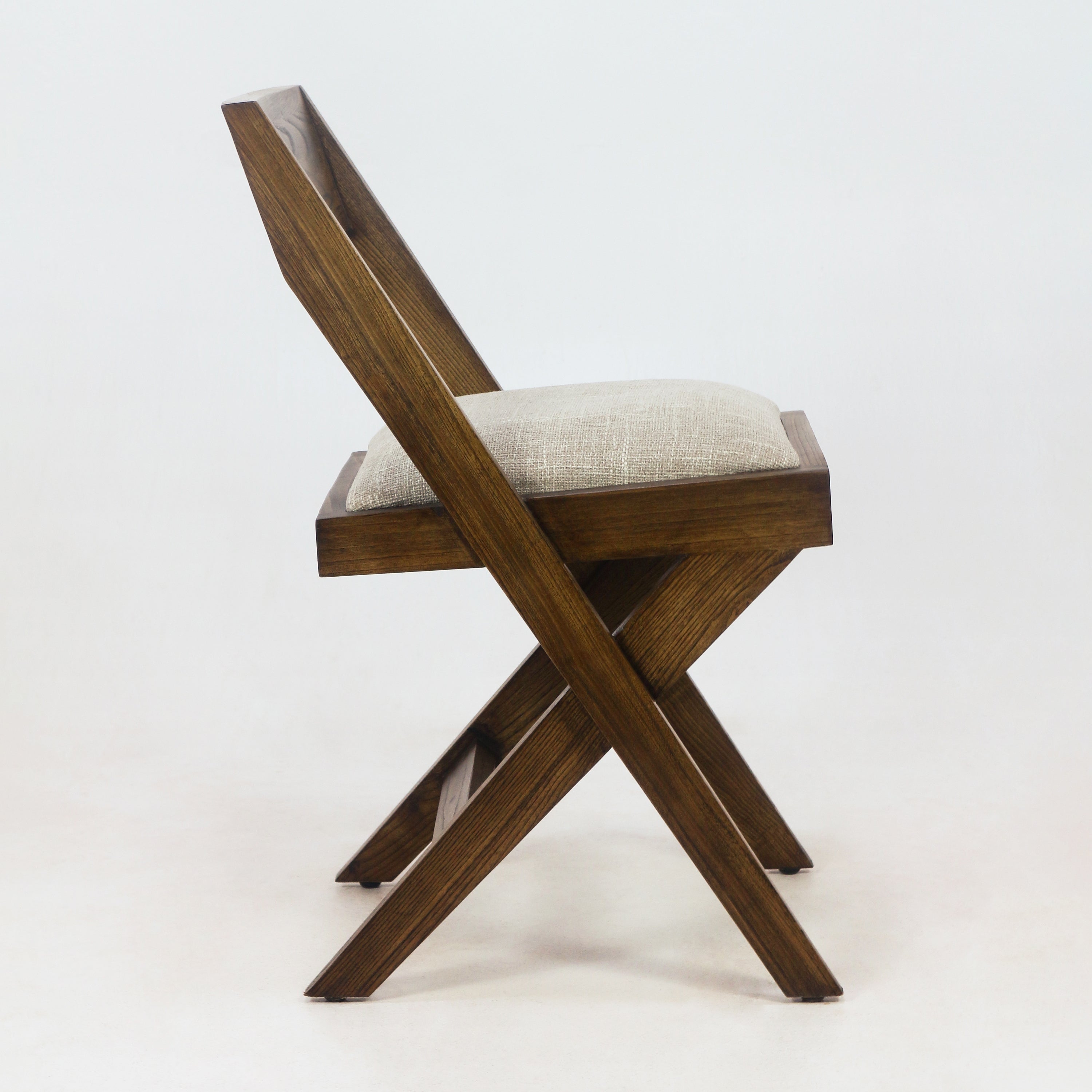 Solid Oak Jeanneret Inspired Side Chair with Cushion - NUEMA