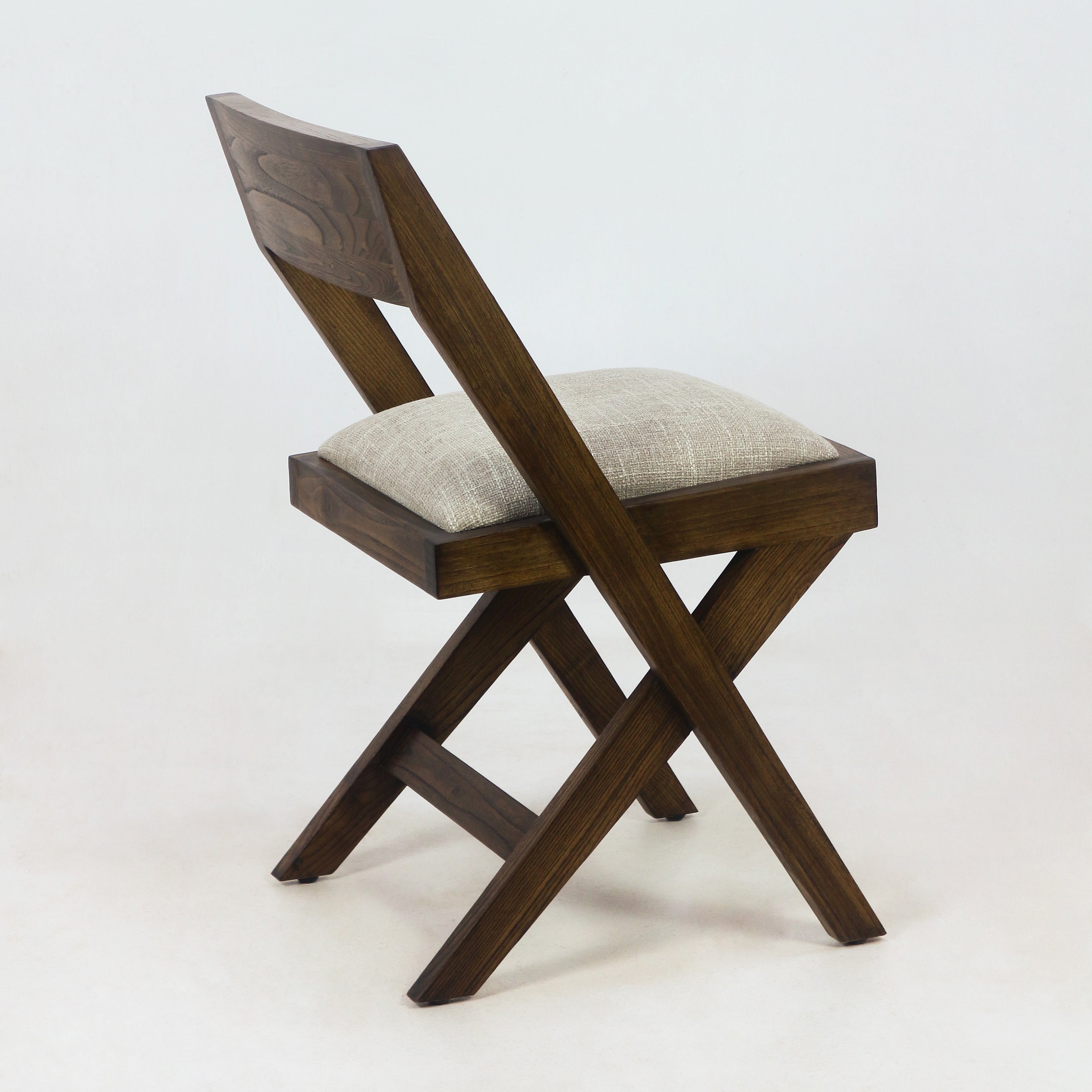 Solid Oak Jeanneret Inspired Side Chair with Cushion - NUEMA