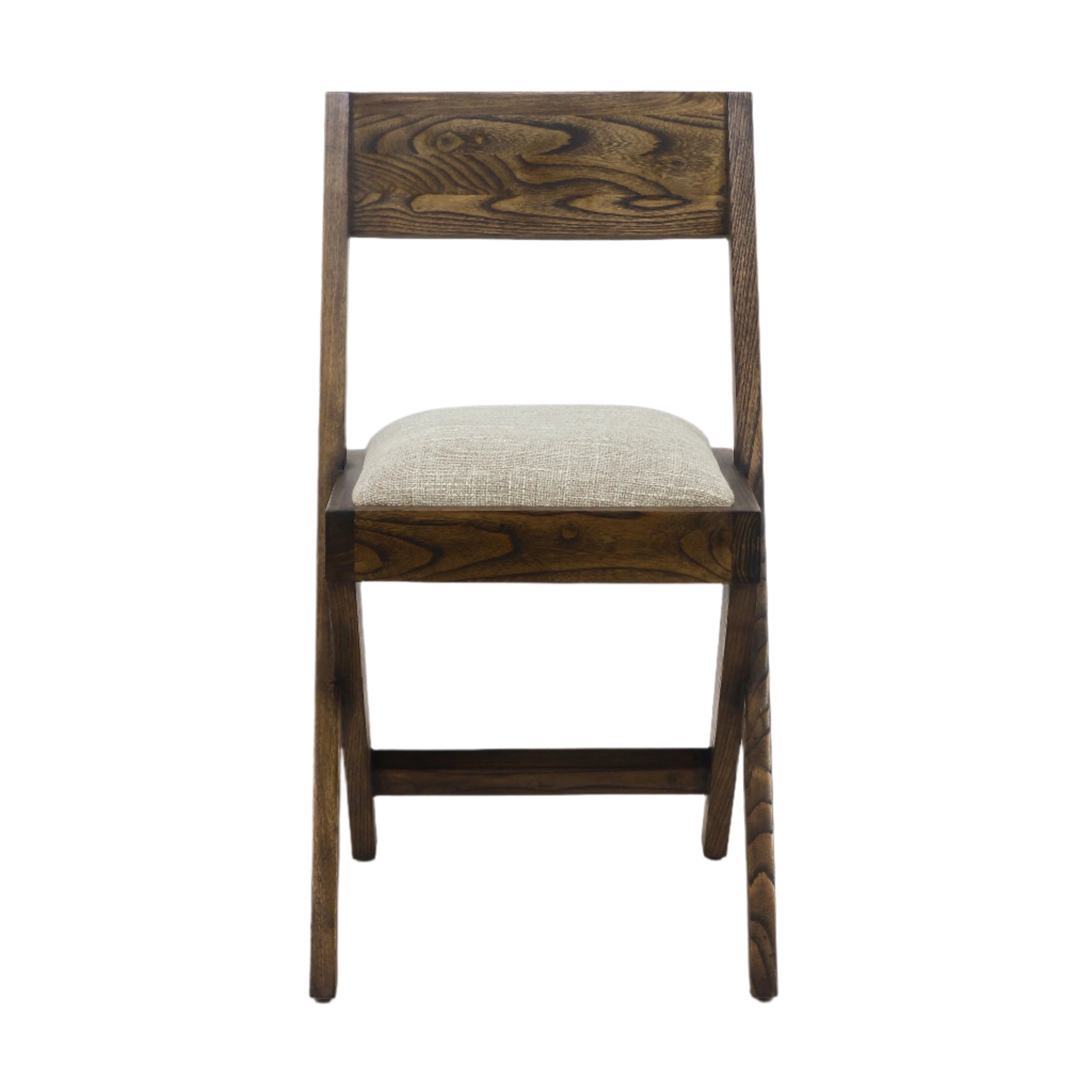 Solid Oak Jeanneret Inspired Side Chair with Cushion - NUEMA