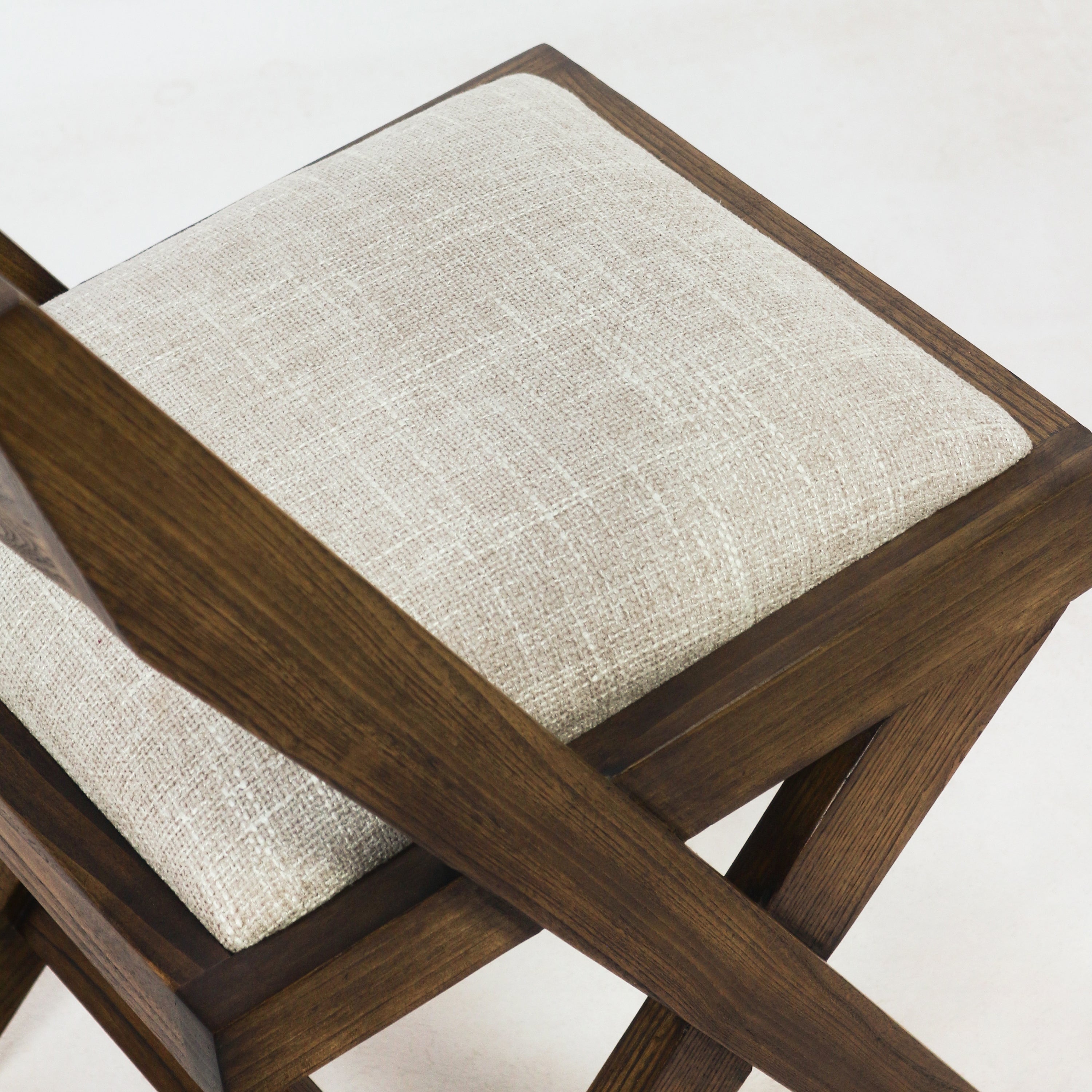 Solid Oak Jeanneret Inspired Side Chair with Cushion - NUEMA