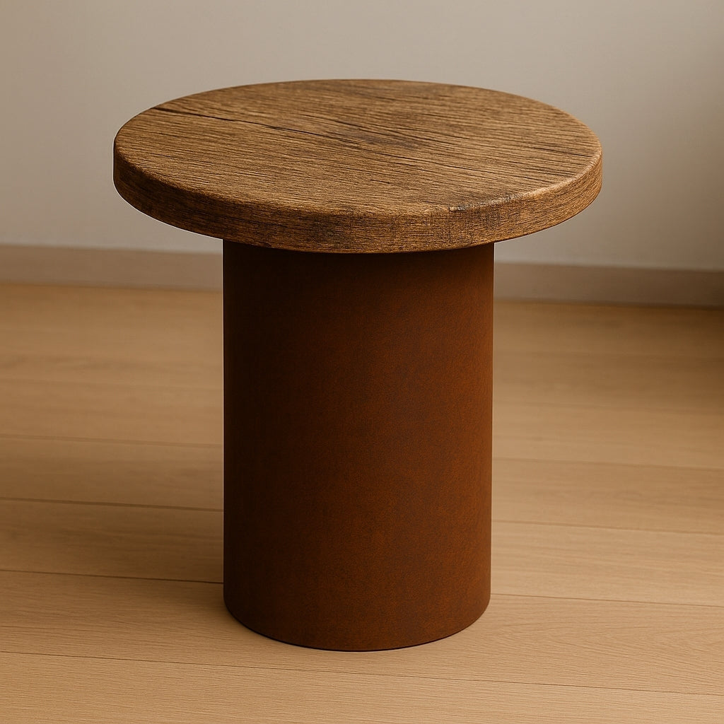 Camsoir Corten Steel & Oak Side Table