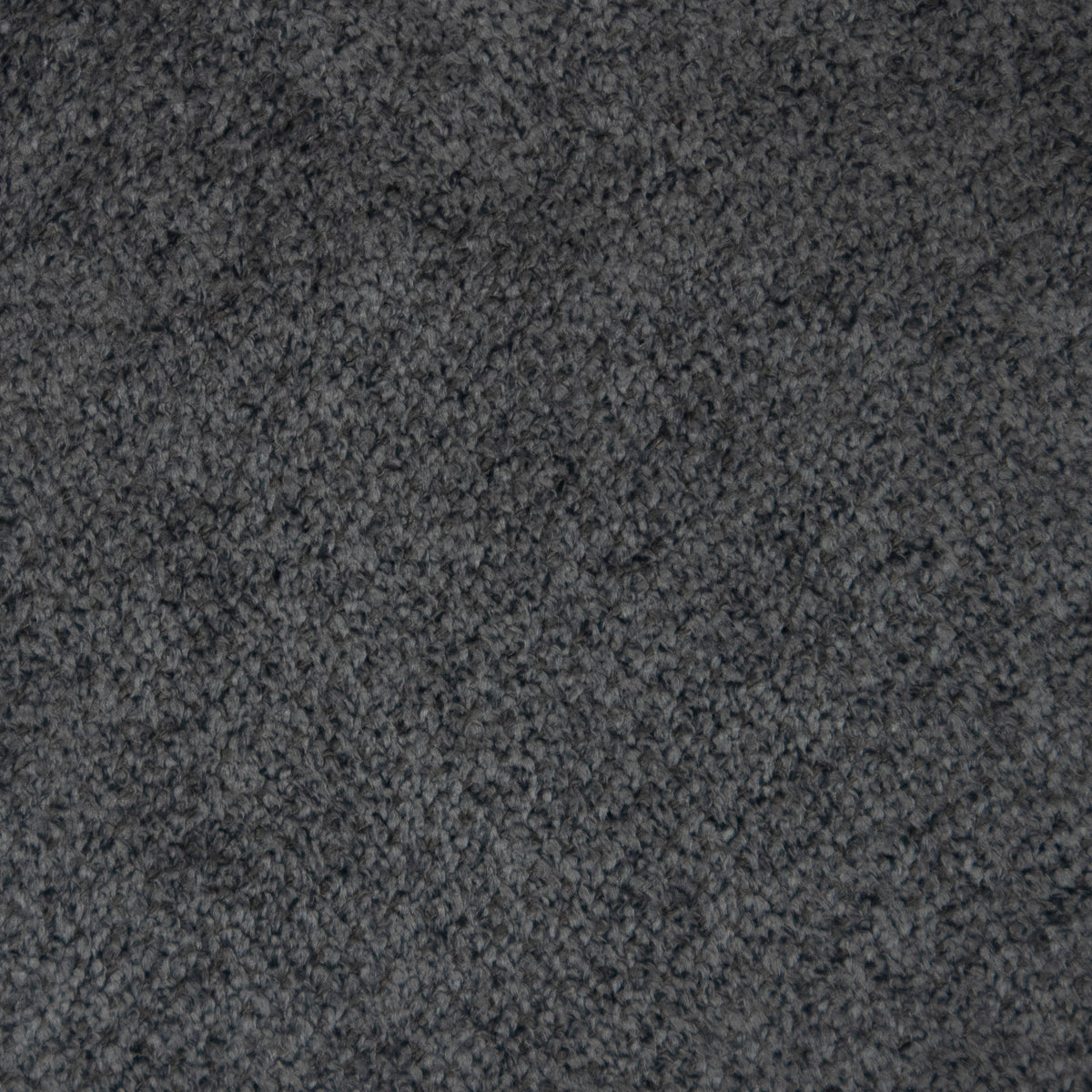 Close-up of charcoal bouclé fabric showing dense, looped texture used for bar and counter stool upholstery.