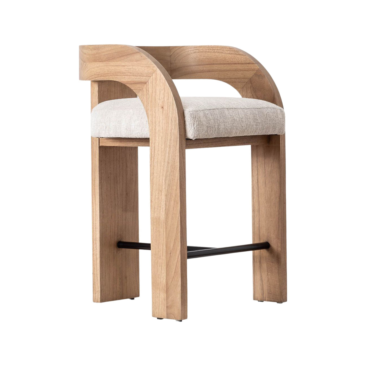 Equilibre Upholstered Counter Stool with U-Back and Armrest - NUEMA