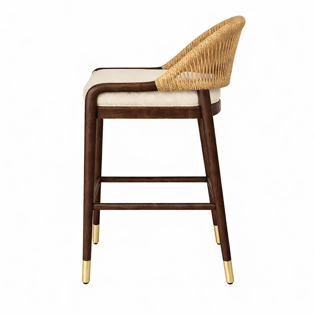 Fara Rope-Backed Upholstered Bar & Counter Stool