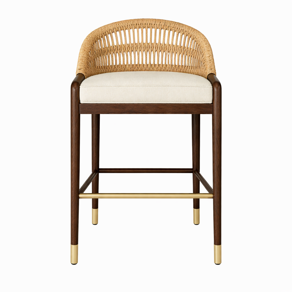 Fara Rope-Backed Upholstered Bar & Counter Stool