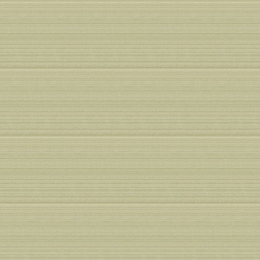 Square sample of cream 100% polyester upholstery fabric showing subtle horizontal ribbed texture and fine tonal striations, suited for contemporary modern sofas and neutral interiors.