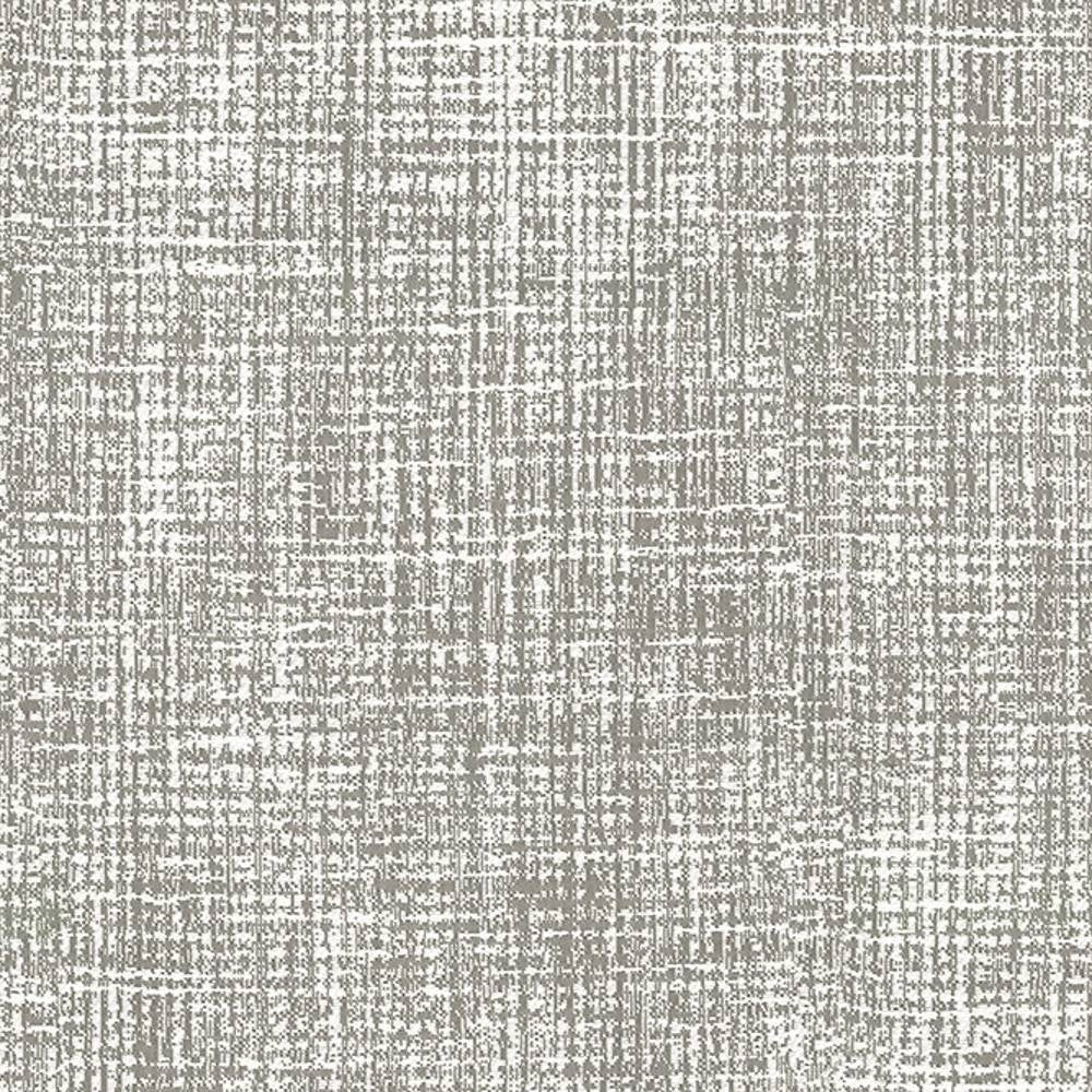 Close-up of a contemporary light gray and white crosshatch upholstery fabric sample showing a fine textured weave; 100% polyester, suitable for sofas.