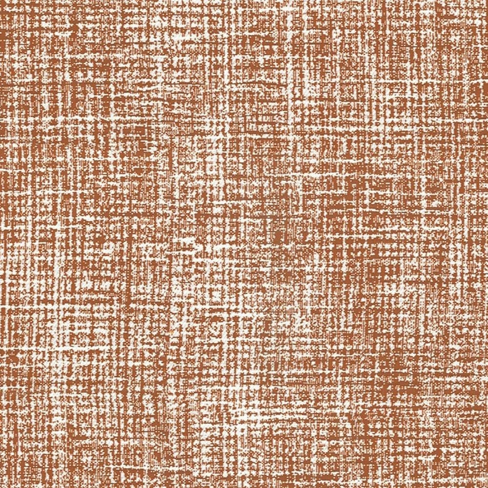 Close-up of terracotta and white crosshatch upholstery fabric with a textured woven look, 100% polyester suitable for contemporary sofas and modern interior seating.