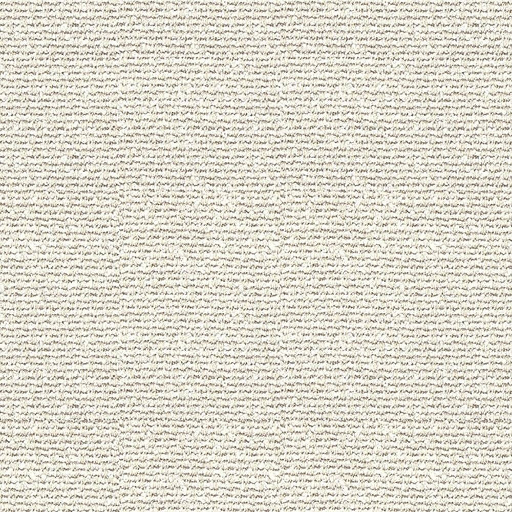 Close-up of cream 100% polyester upholstery fabric swatch showing a subtle horizontal ribbed weave with neutral white-beige texture, suited for contemporary sofa upholstery.