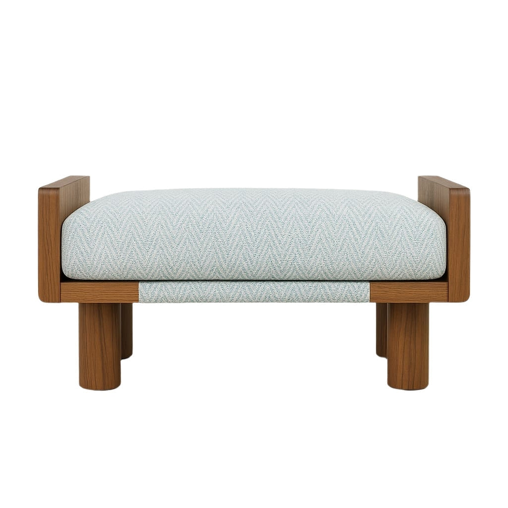 Ilyna Herringbone End of Bed Bench Seat Recycled Teak