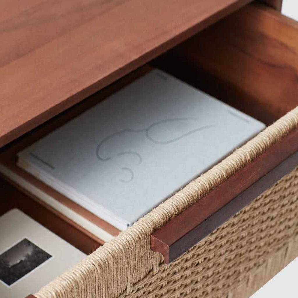 Lapu Brown Hand Woven 2 Drawer Nightstand