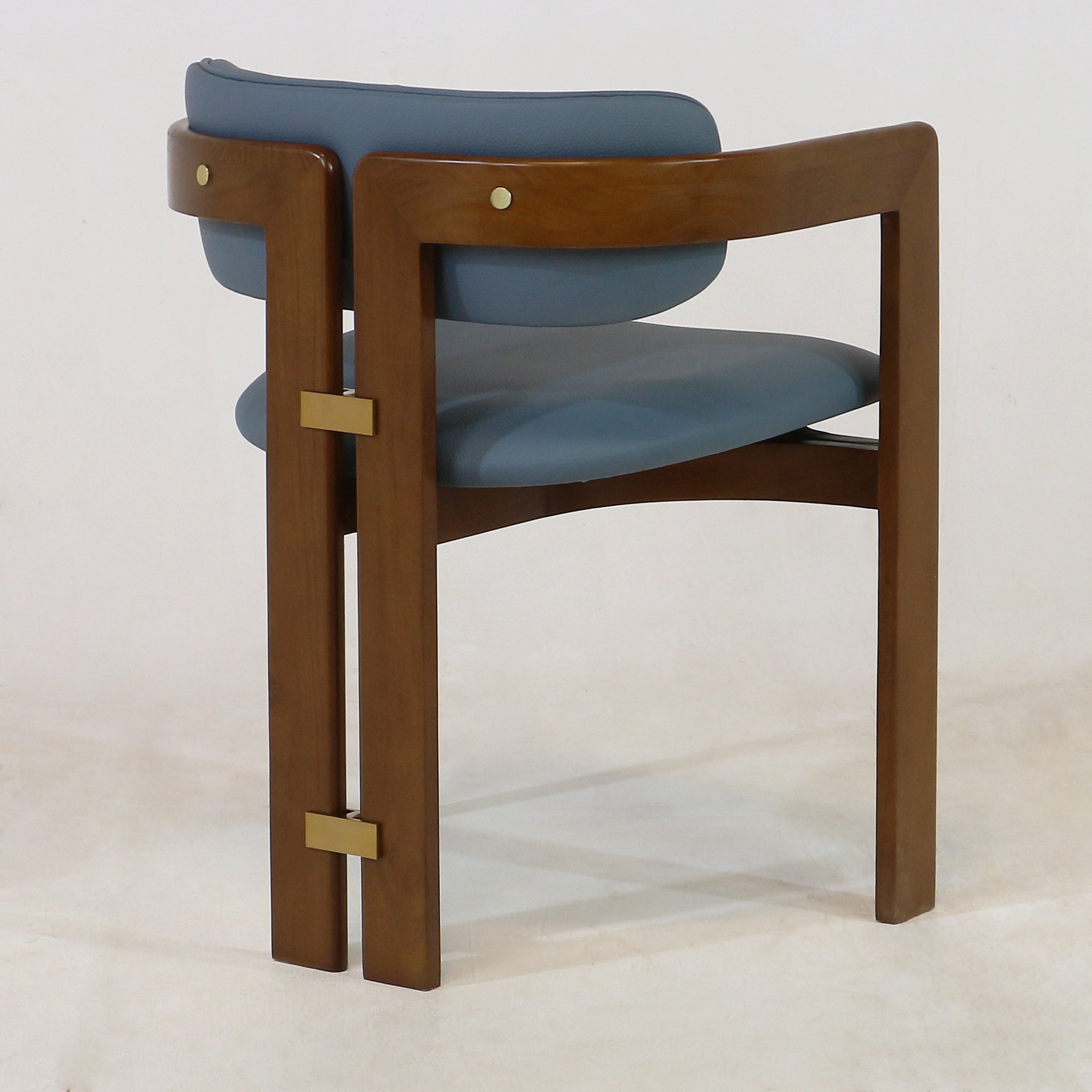 Pamplona Walnut Dining Chair with Rubio Monocoat Finish and Blue Leather