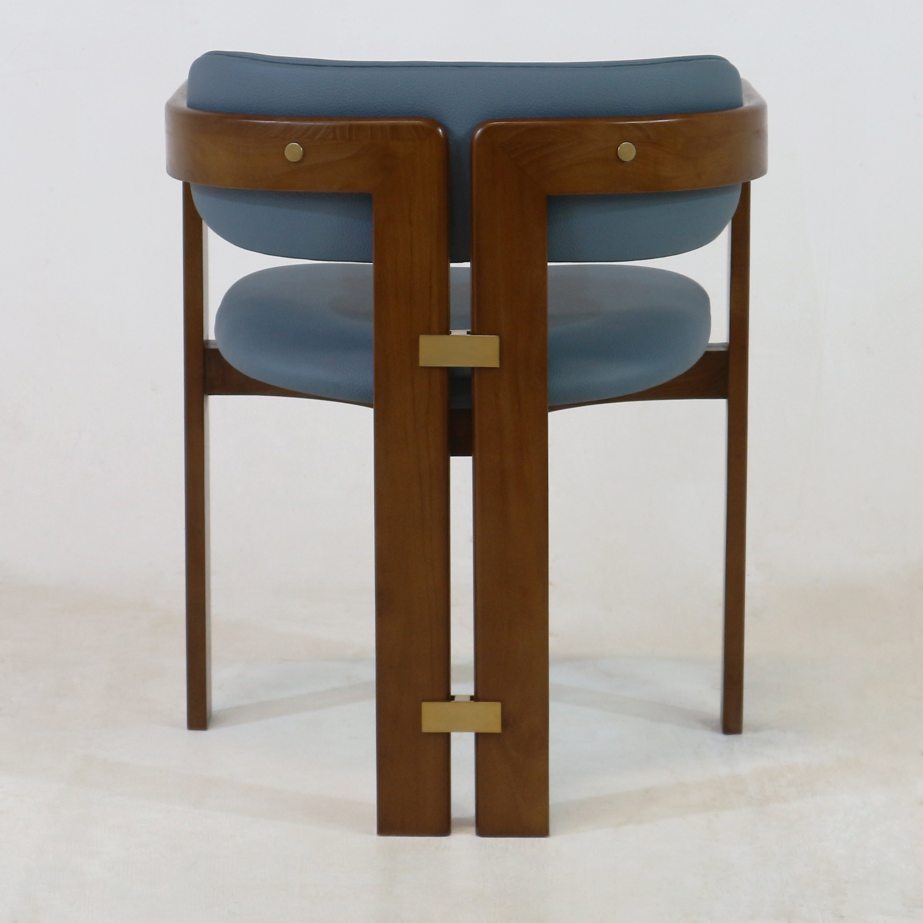 Pamplona Walnut Dining Chair with Rubio Monocoat Finish and Blue Leather