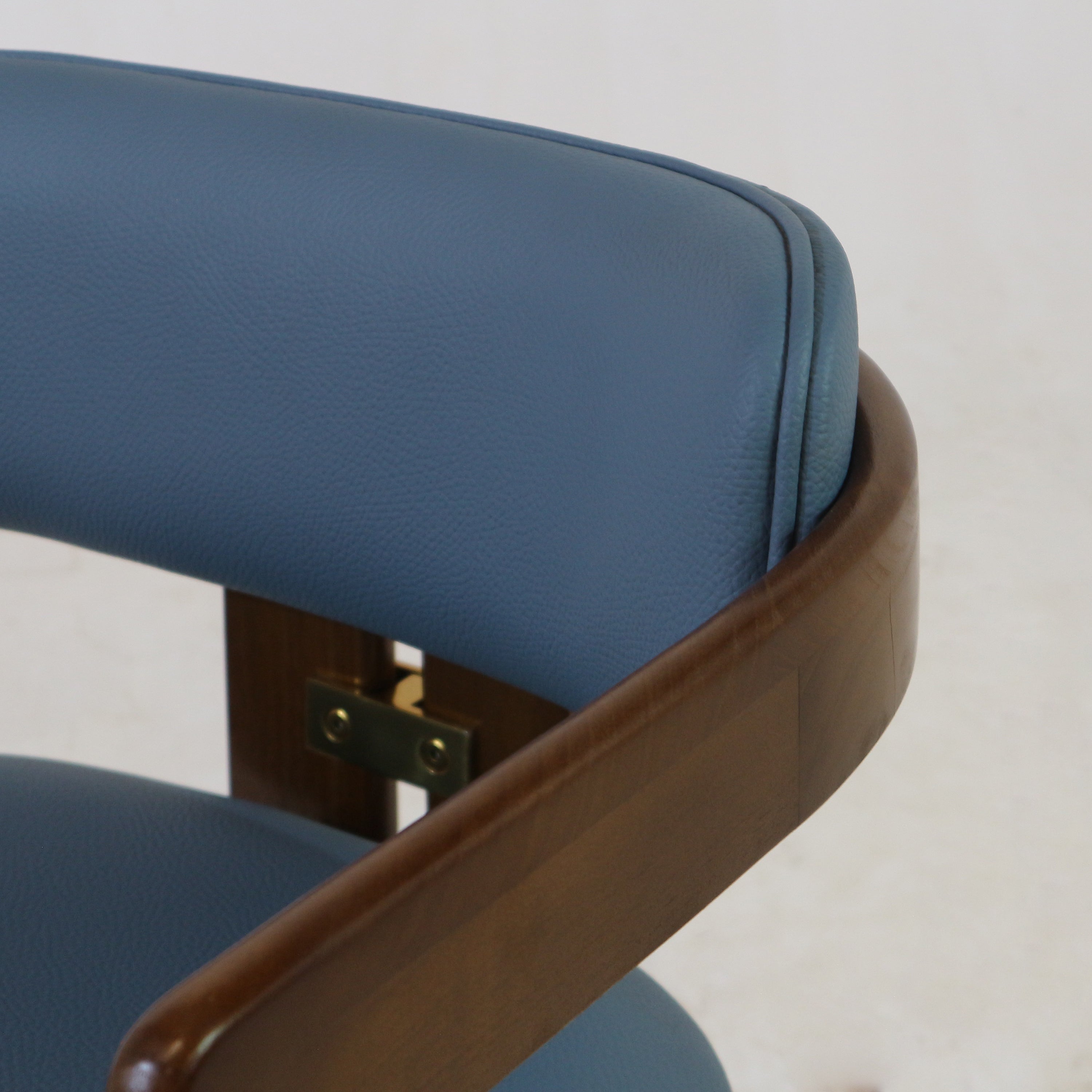 Pamplona Walnut Dining Chair with Rubio Monocoat Finish and Blue Leather