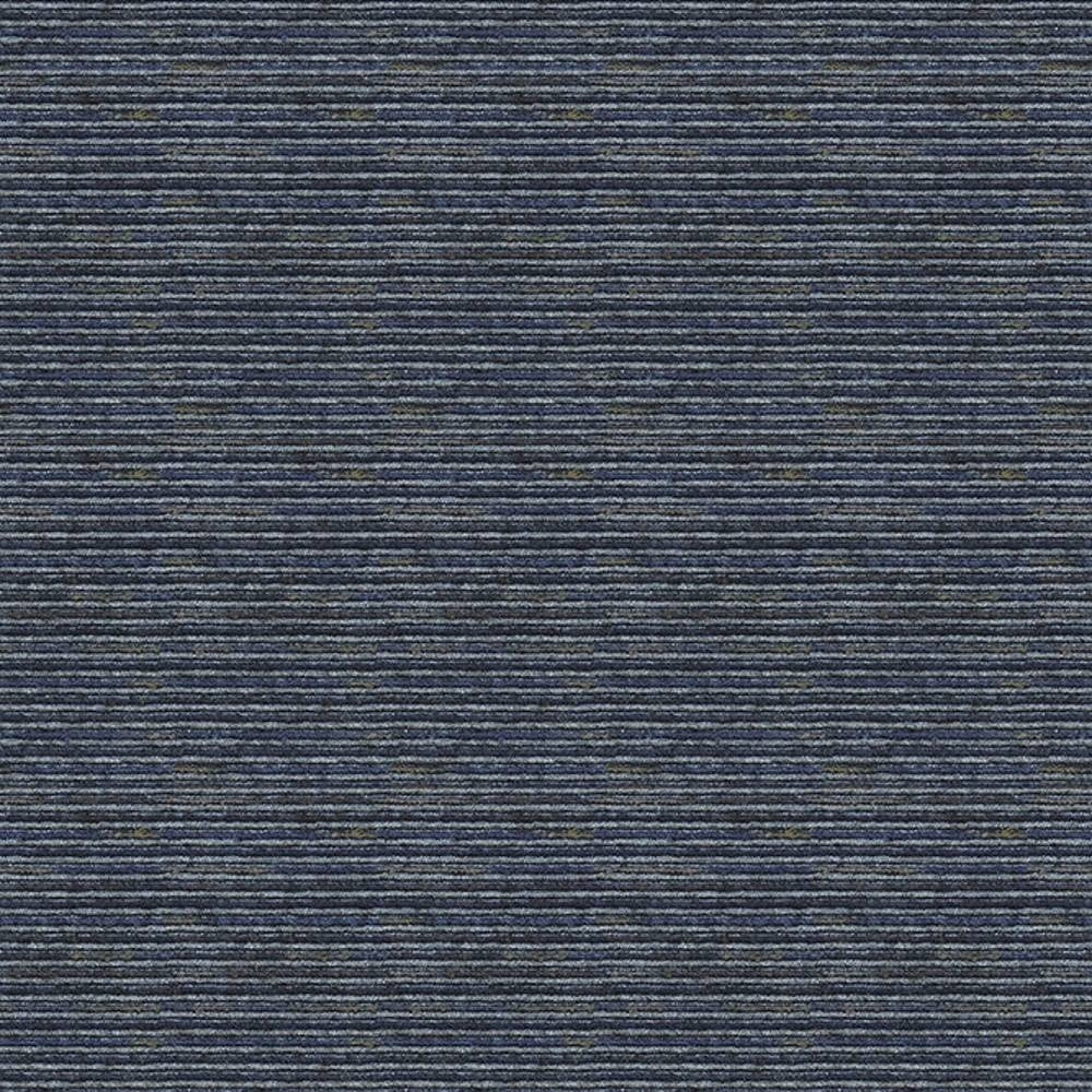Close-up of charcoal gray and navy fine horizontal striped upholstery fabric with a subtle heathered texture, viscose-blend composition (75% viscose, 24% polyester, 1% acrylic) suited for contemporary sofas.