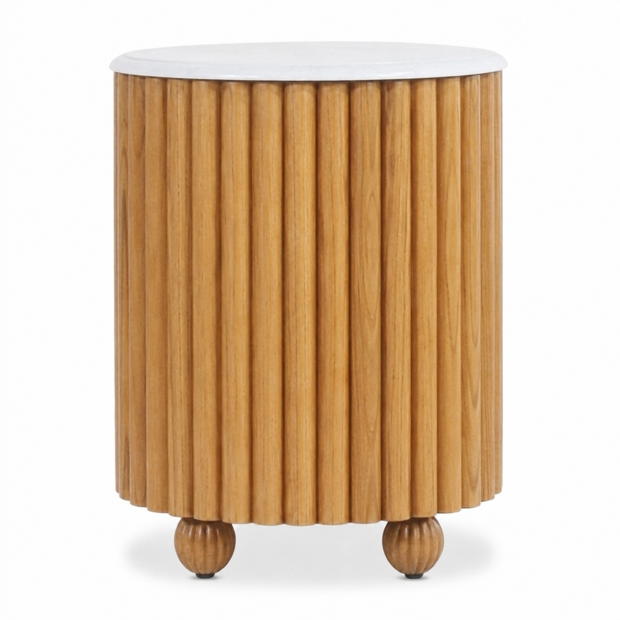 Poppy Fluted Oak Nightstand with Marble