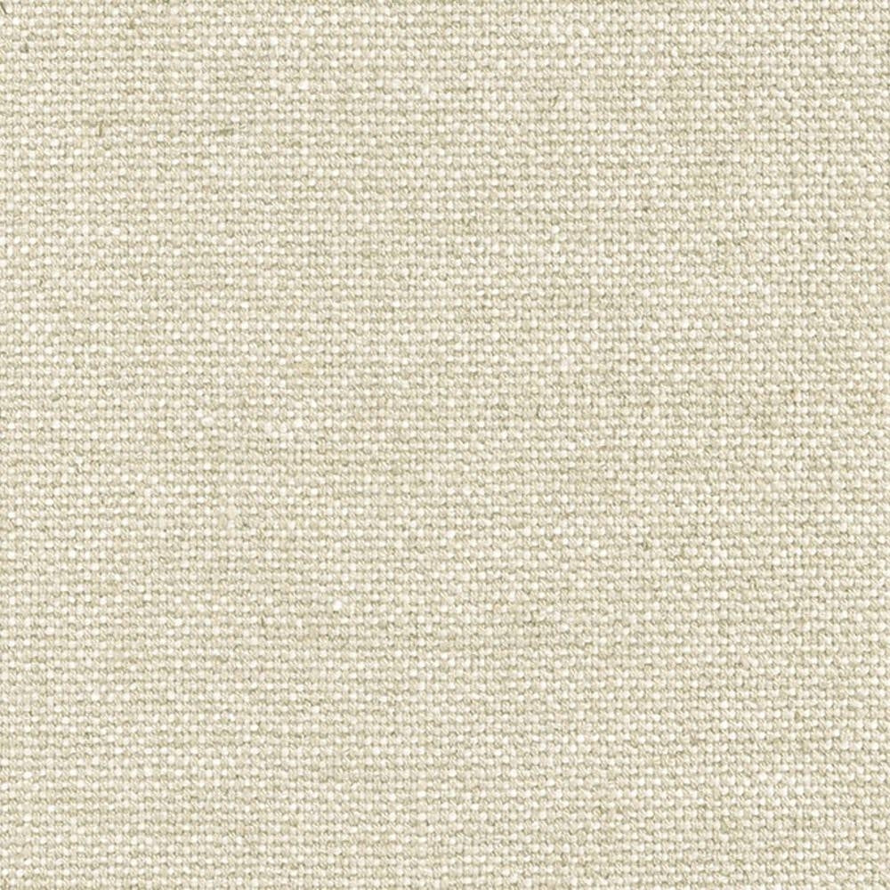 Close-up of beige cream upholstery fabric showing a tight, slightly nubby weave; durable linen-viscose-acrylic-polyester blend (27% linen, 34% viscose, 9% acrylic, 30% polyester) for contemporary sofas and office seating.