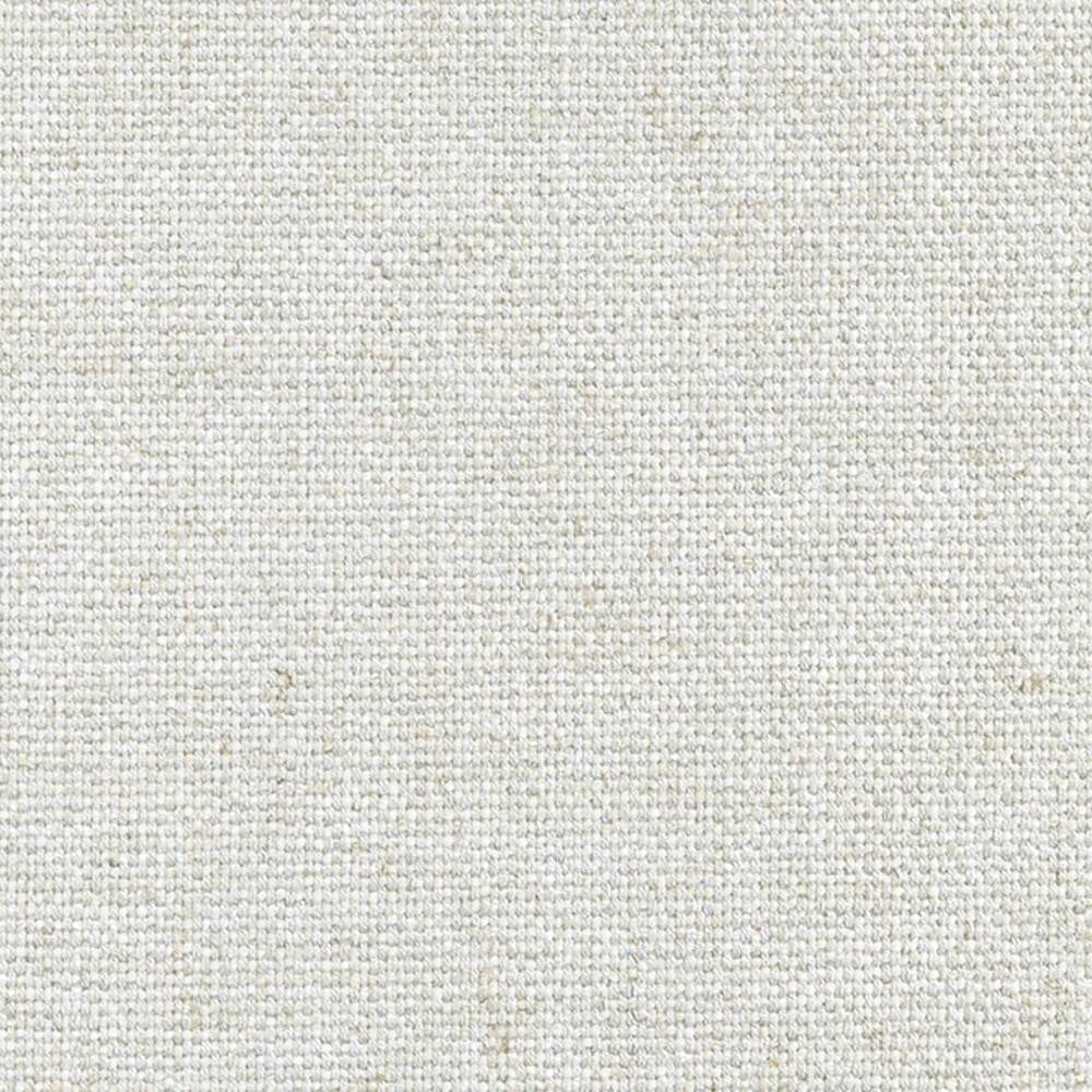 Close-up of cream-beige woven upholstery fabric, a linen-viscose-acrylic-polyester blend, showing fine plain weave texture suitable for contemporary sofas and office seating.
