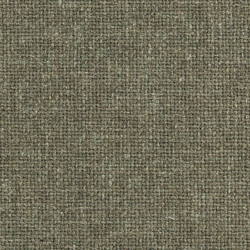 Close-up of an olive-neutral woven upholstery fabric swatch showing textured basket-weave; 10% linen, 25% acrylic, 65% polyester blend suitable for heavy-duty contemporary sofa upholstery.