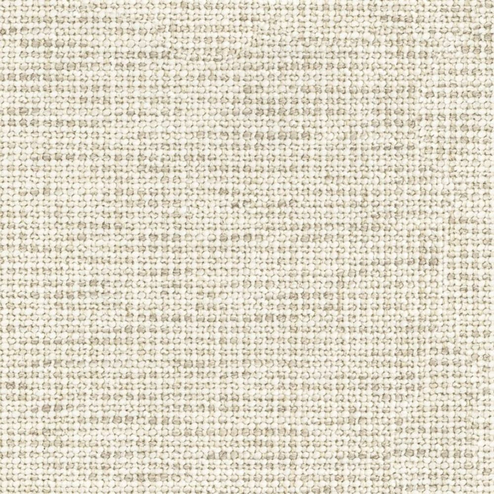 Close-up of cream-beige boucle upholstery fabric showing tight woven texture, a neutral modern sofa fabric in a 10% wool, 5% linen, 40% acrylic and 45% polyester blend.