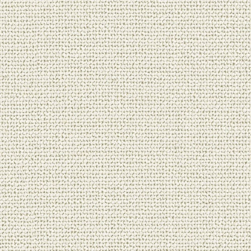 Close-up of an off-white woven upholstery fabric swatch showing a textured looped weave; contemporary neutral fabric in a wool, linen, acrylic and polyester blend for sofas and office seating.