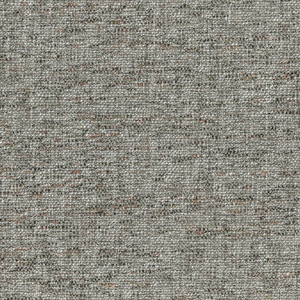 Close-up of beige neutral woven upholstery fabric showing textured weave with subtle rust and gray flecks; 5% linen, 10% rayon, 35% acrylic, 50% polyester blend suitable for sofas.