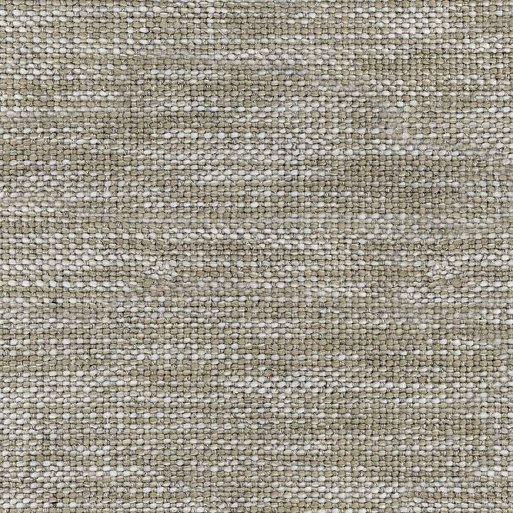 Close-up of a beige woven upholstery fabric swatch showing a tight, variegated texture with visible yarns; neutral modern look suitable for sofas, made from wool, linen, acrylic and triacetate.
