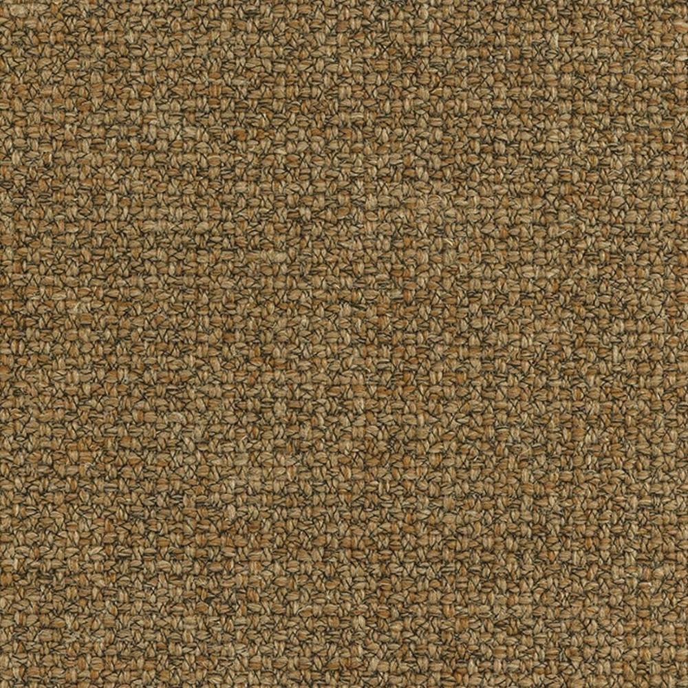 Close-up of textured beige woven upholstery fabric in a 13% linen, 45% acrylic and 42% polyester blend showing a tight, durable looped weave ideal for sofas and heavy-duty indoor use.