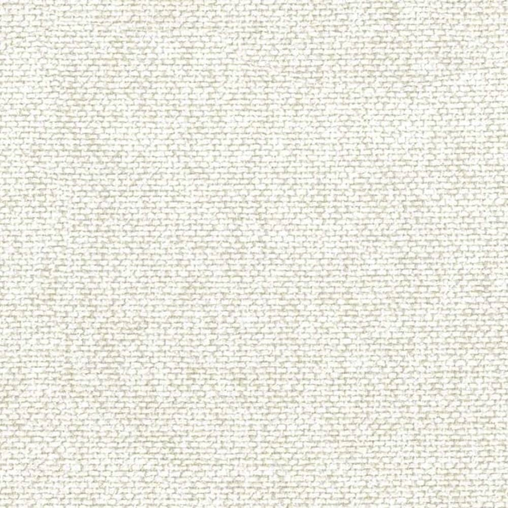Close-up of ivory woven upholstery fabric for sofas, a neutral 15% cotton / 20% rayon / 65% polyester blend with a subtle contemporary textured weave.