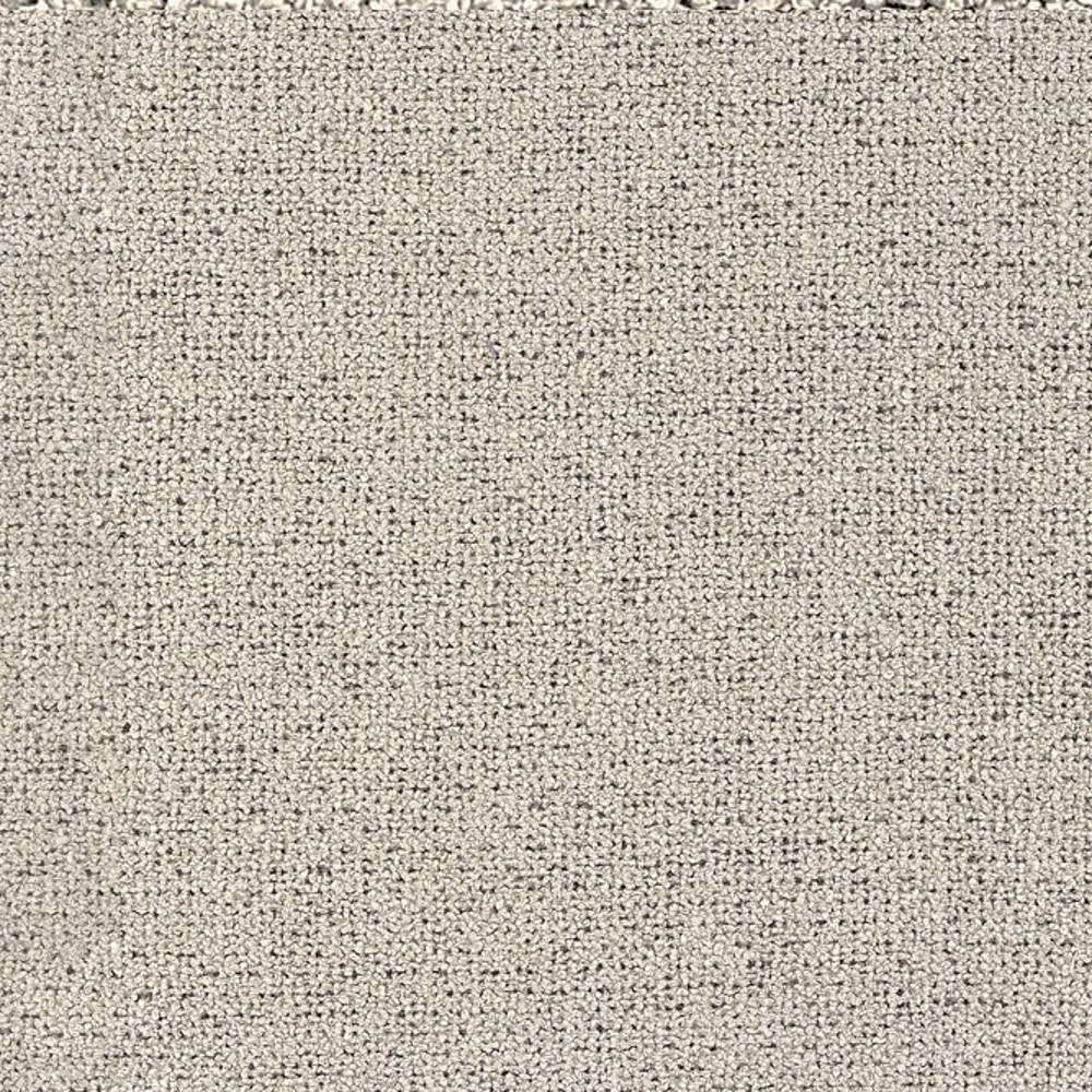 Close-up of light beige woven upholstery fabric for sofas, showing a looped textured weave with subtle flecking; 68% rayon and 32% polyester composition.