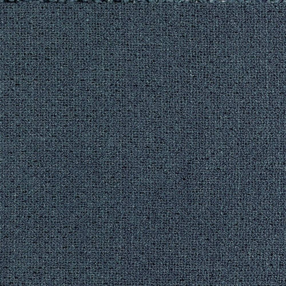 Close-up of dark neutral upholstery fabric with a tight textured weave, 68% rayon and 32% polyester, shown as a sofa-grade textile sample.