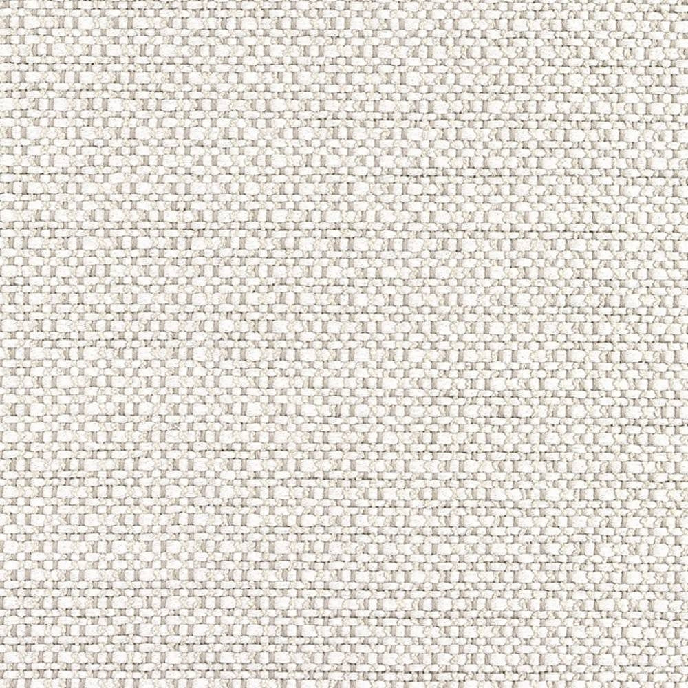 Close-up of ivory woven upholstery fabric showing a tight basket-weave texture and neutral white tones for sofa use; 78% rayon, 22% polyester, durable sample suited to modern and contemporary interiors.
