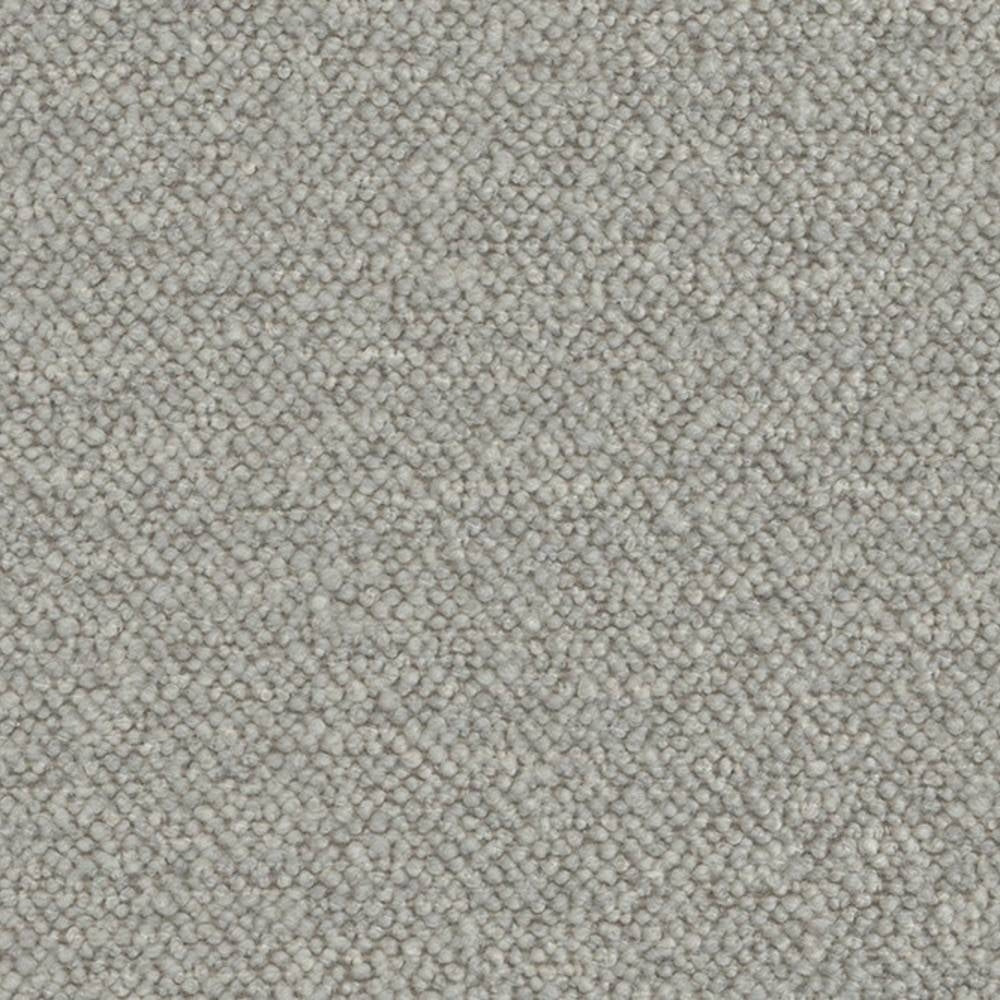 Close-up of neutral beige boucle upholstery fabric (30% wool, 50% acrylic, 20% polyester) showing dense looped texture ideal for sofas and heavy-duty indoor use.