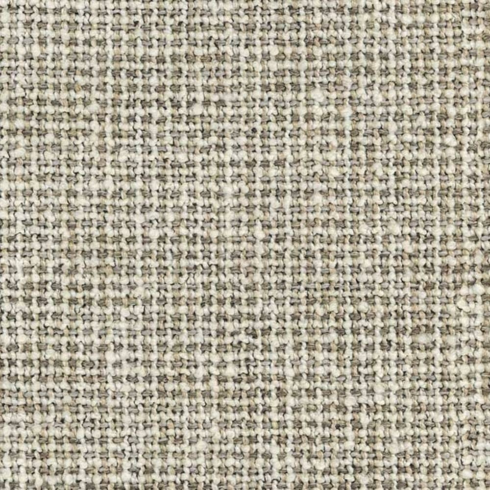 Close-up of neutral beige woven upholstery fabric showing a textured, looped weave with subtle multi-tone flecks; 8% wool, 10% linen, 35% acrylic and 47% polyester blend for sofa use.