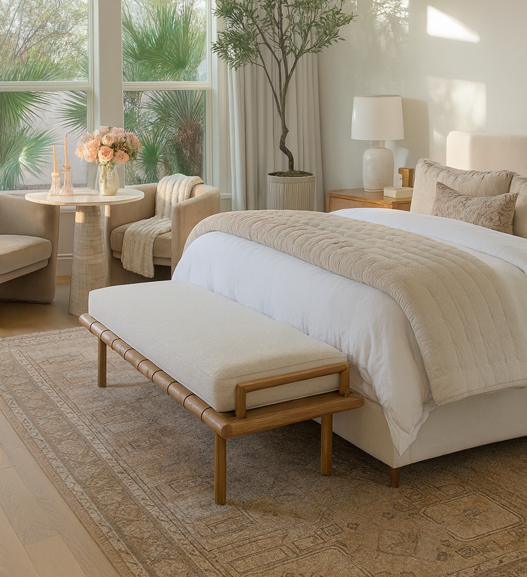 75" Mosely Boucle End of Bed Bench Seat