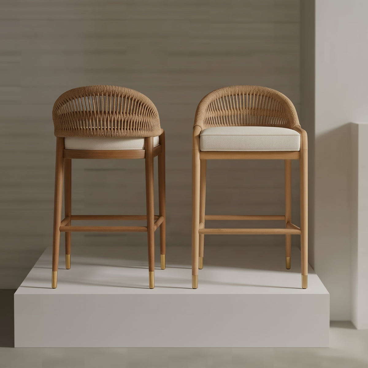 Fara Rope-Backed Upholstered Bar & Counter Stool