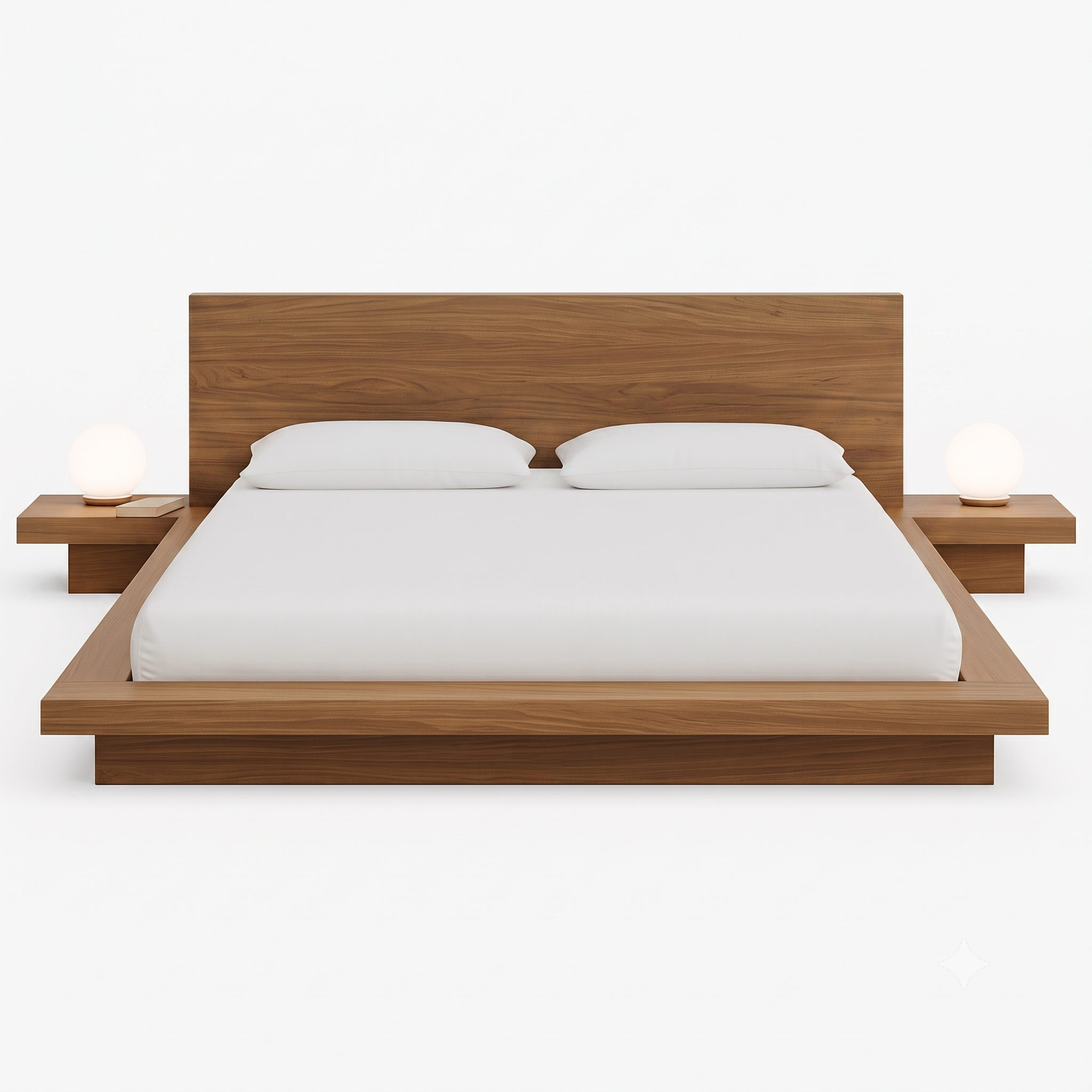 Ash Wood Kenzo Modern Japandi Platform Bed EU Super King / US King Size Wooden Headboars