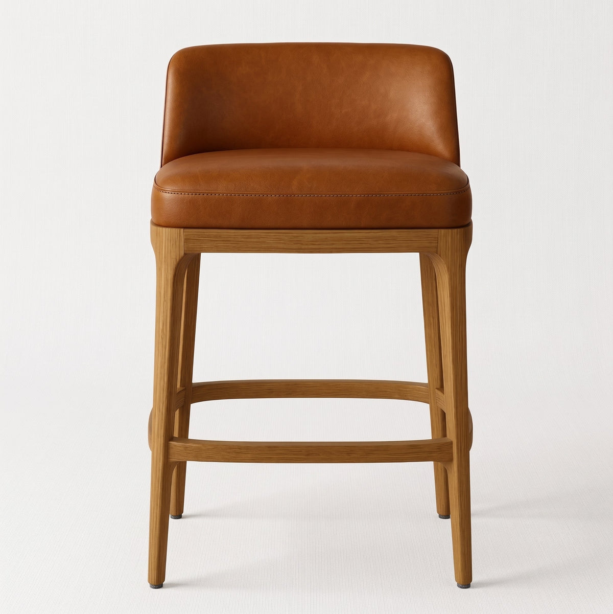 Levate Bar Stool Oak & Cognac Leather