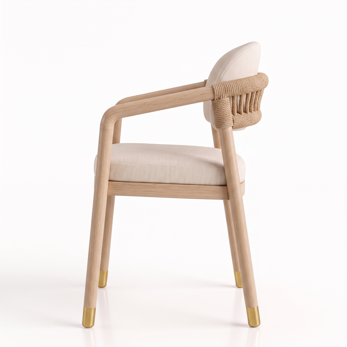 Paros Wooden Rope-Backed & Upholstered Dining Chair