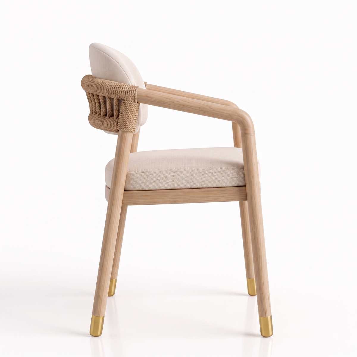 Paros Wooden Rope-Backed & Upholstered Dining Chair