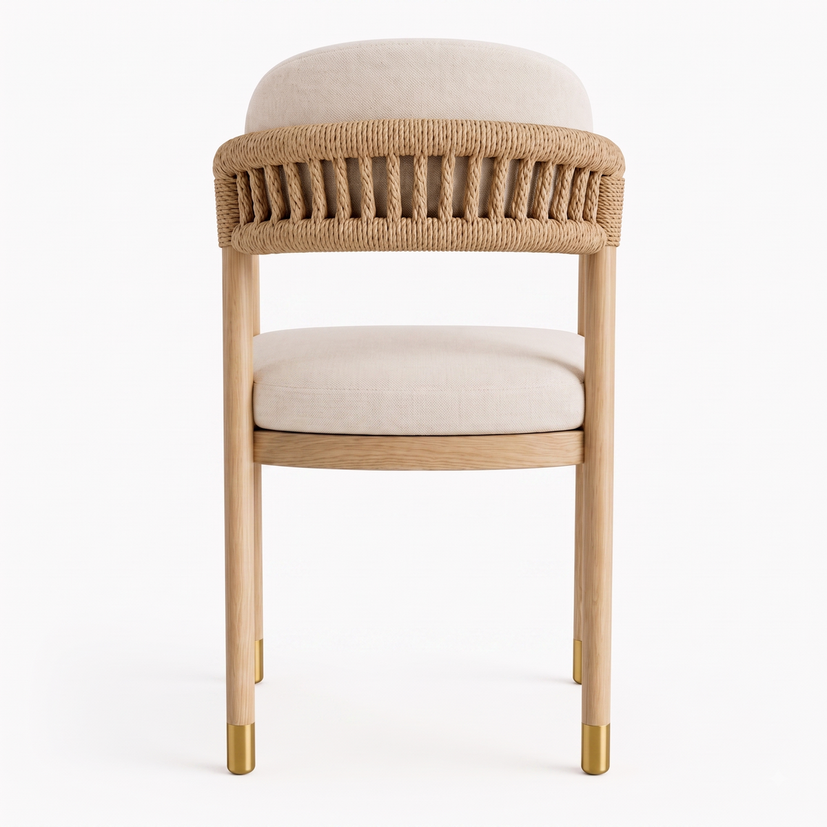 Paros Wooden Rope-Backed & Upholstered Dining Chair