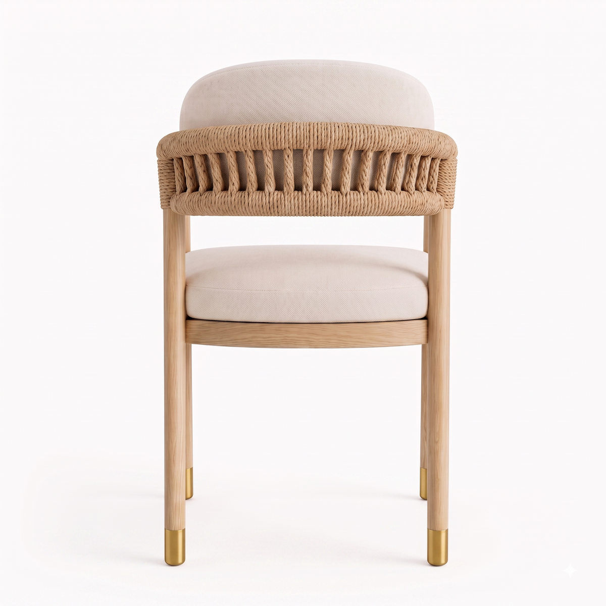 Paros Wooden Rope-Backed & Upholstered Dining Chair