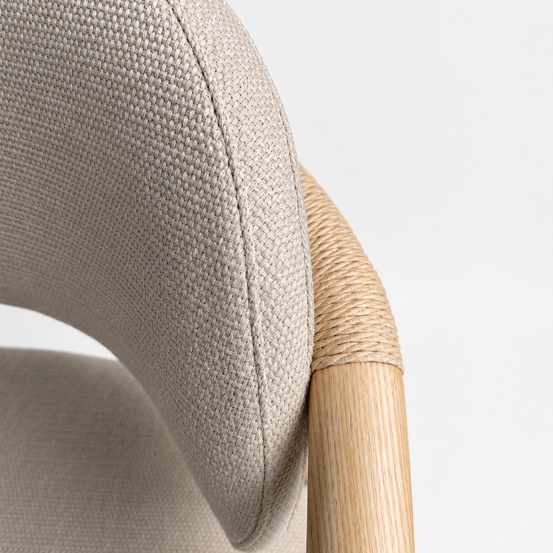 Paros Wooden Rope-Backed & Upholstered Dining Chair