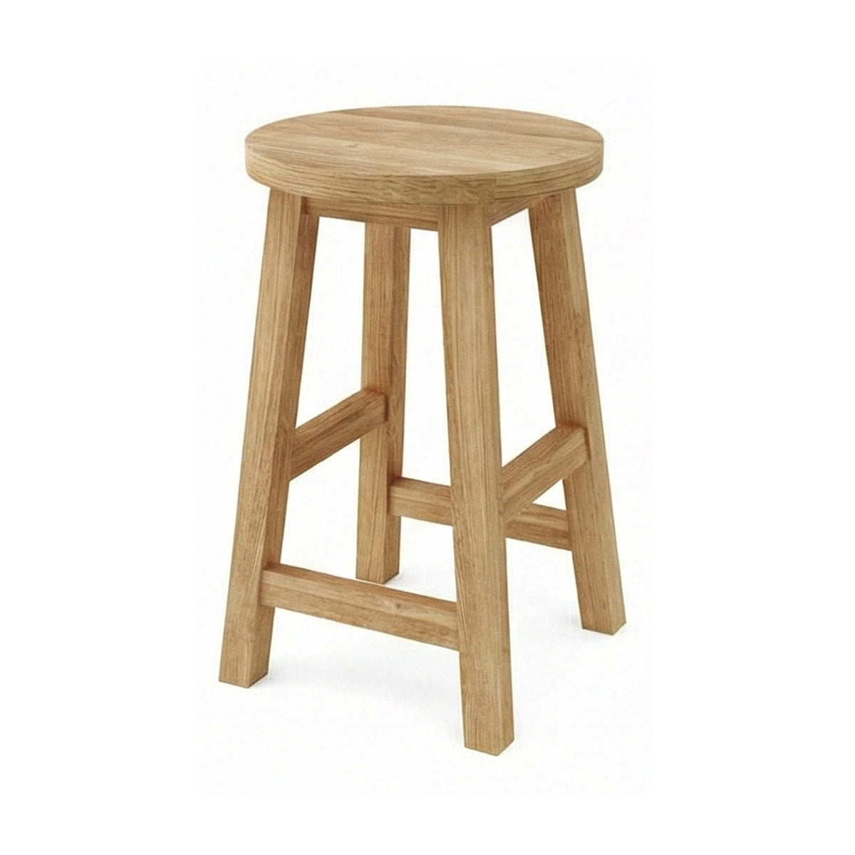 Aimee Round Backless Teak Outdoor Bar Stool